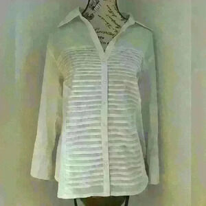 Women’s Zack and Rachel Brand Classic White Long Sleeve Tuxedo Style Blouse 1X